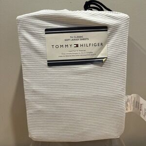 TOMMY HILFIGER 3-PC X-LONG‎ TWIN Sheet Set Striped Gray Soft Jersey 100% Cotton